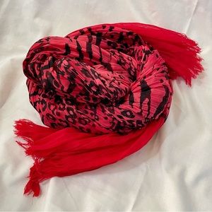 Striking Women’s Accessories Scarf Tiger Cheetah Red 78” x 42”